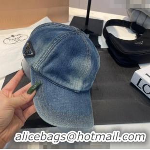 Top Quality Prada Denim Baseball Hat 051209 Blue 2023