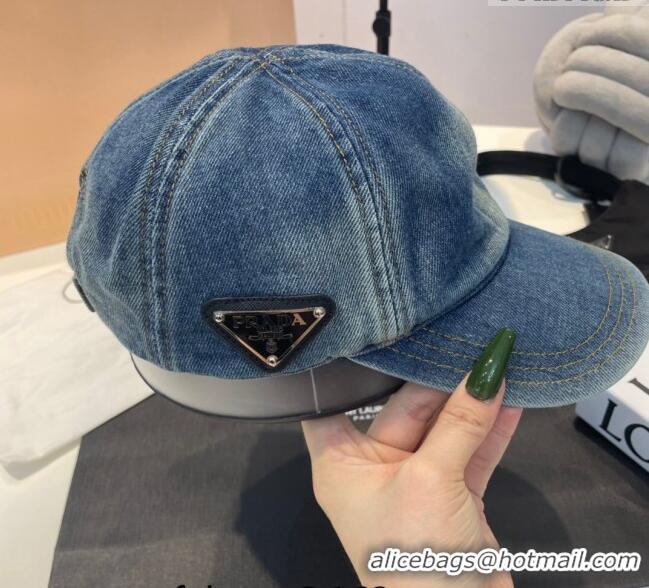 Top Quality Prada Denim Baseball Hat 051209 Blue 2023