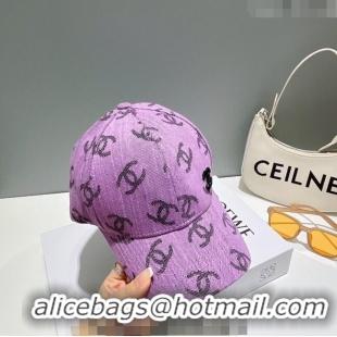 Promotional Chanel CC Canvas Baseball Hat 051209 Purple 2023