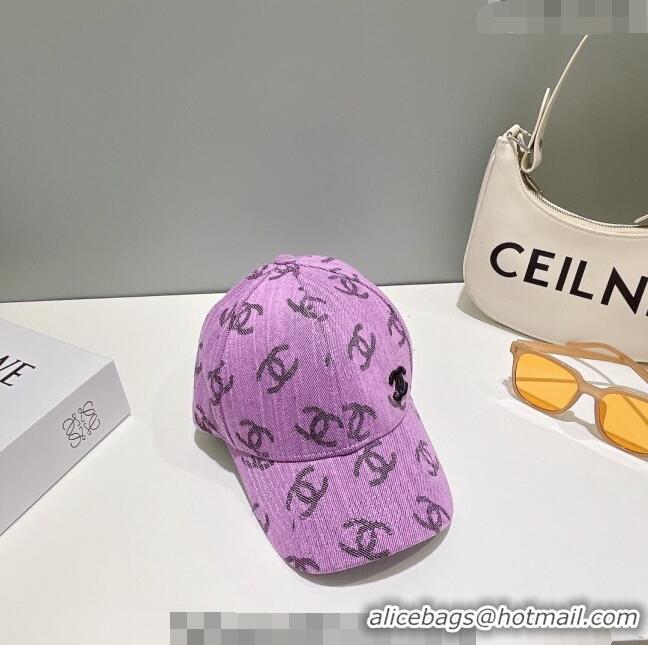 Promotional Chanel CC Canvas Baseball Hat 051209 Purple 2023