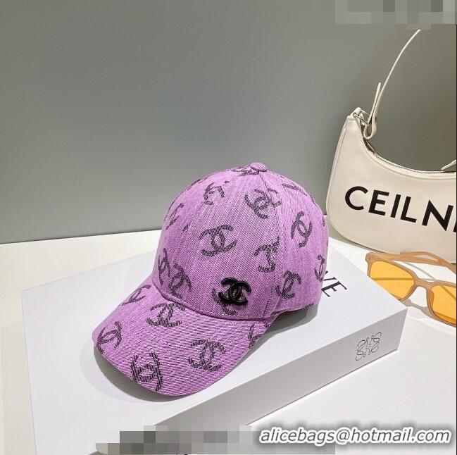 Promotional Chanel CC Canvas Baseball Hat 051209 Purple 2023