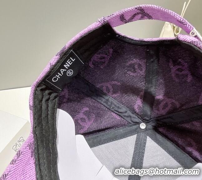 Promotional Chanel CC Canvas Baseball Hat 051209 Purple 2023