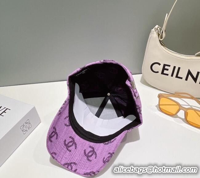 Promotional Chanel CC Canvas Baseball Hat 051209 Purple 2023