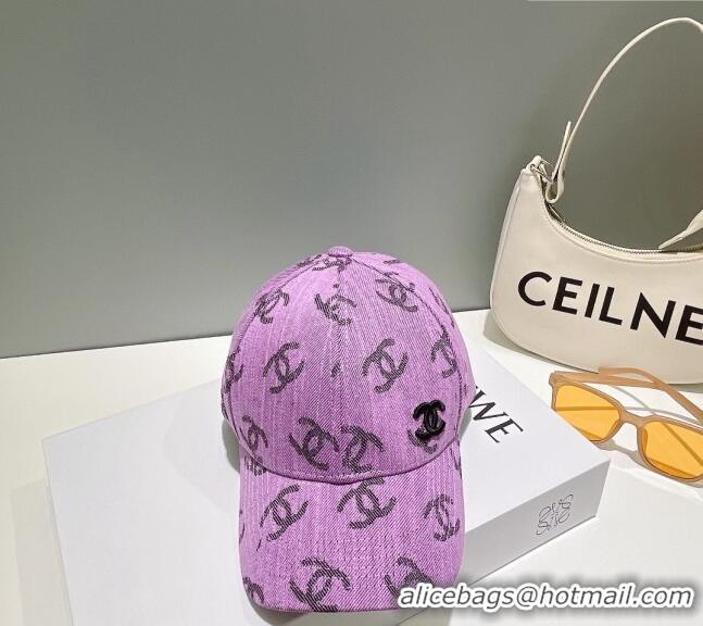 Promotional Chanel CC Canvas Baseball Hat 051209 Purple 2023