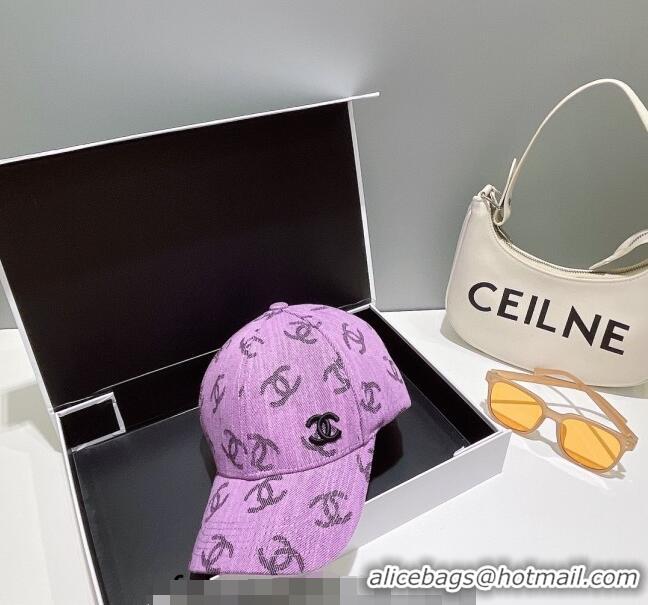 Promotional Chanel CC Canvas Baseball Hat 051209 Purple 2023