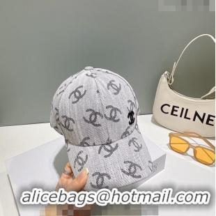 Unique Grade Chanel CC Canvas Baseball Hat 051209 Grey 2023