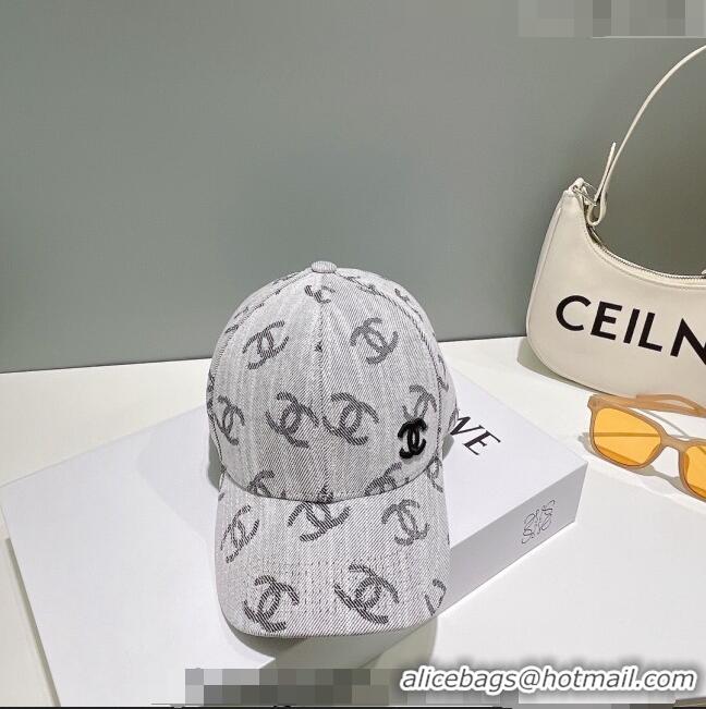 Unique Grade Chanel CC Canvas Baseball Hat 051209 Grey 2023