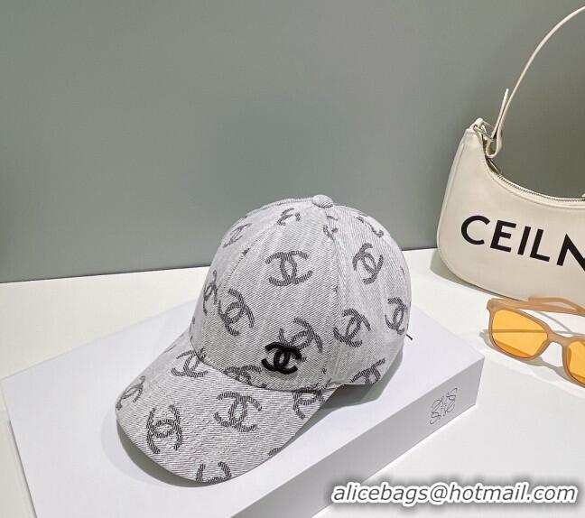 Unique Grade Chanel CC Canvas Baseball Hat 051209 Grey 2023