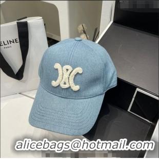 Super Quality Celine Denim Baseball Hat 051211 Washed Blue 2023-