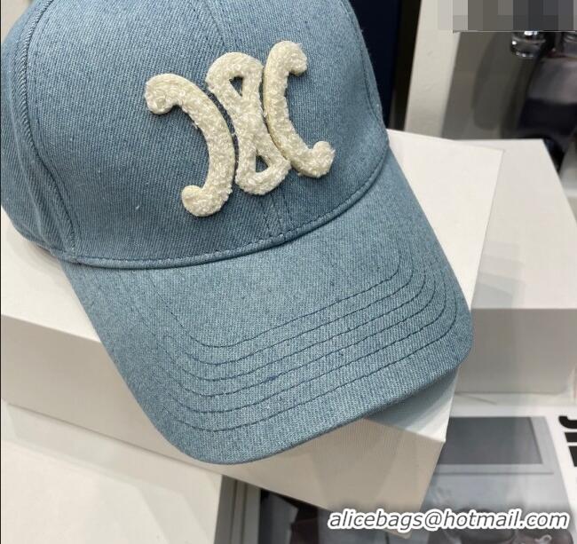 Super Quality Celine Denim Baseball Hat 051211 Washed Blue 2023-