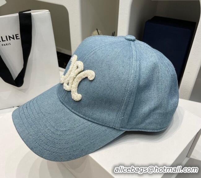 Super Quality Celine Denim Baseball Hat 051211 Washed Blue 2023-