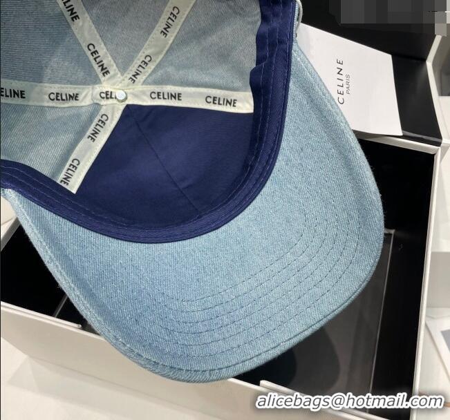 Super Quality Celine Denim Baseball Hat 051211 Washed Blue 2023-