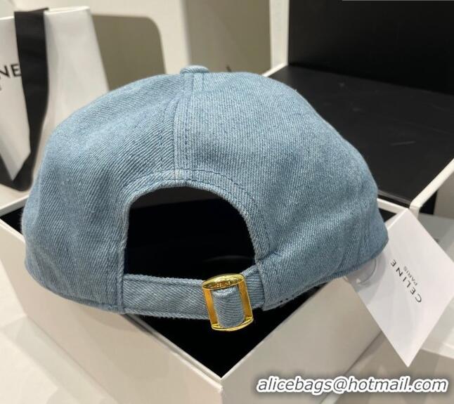 Super Quality Celine Denim Baseball Hat 051211 Washed Blue 2023-