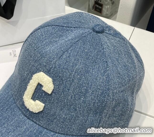 Good Taste Celine C Denim Baseball Hat 051212 Washed Blue 2023