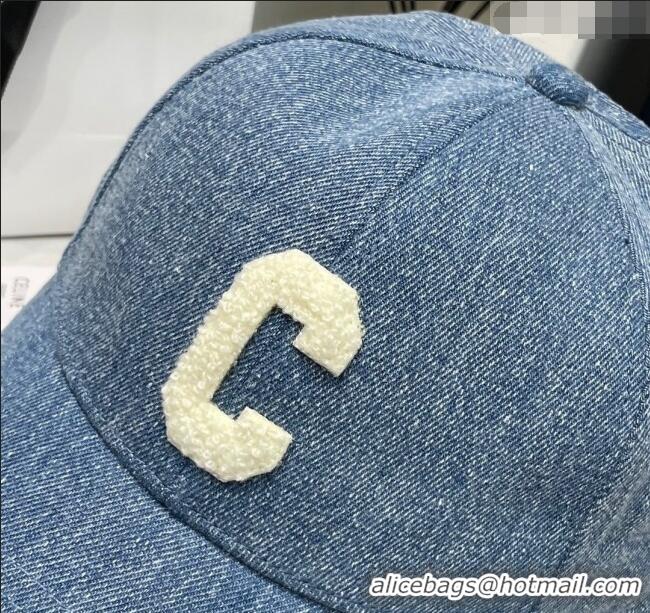 Good Taste Celine C Denim Baseball Hat 051212 Washed Blue 2023