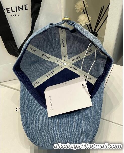 Good Taste Celine C Denim Baseball Hat 051212 Washed Blue 2023