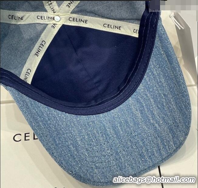 Good Taste Celine C Denim Baseball Hat 051212 Washed Blue 2023