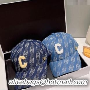 New Cheap Celine C Logo Denim Baseball Hat 0512 2023