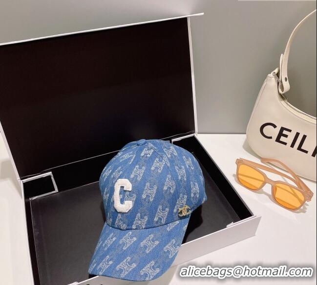 New Cheap Celine C Logo Denim Baseball Hat 0512 2023