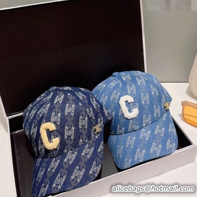 New Cheap Celine C Logo Denim Baseball Hat 0512 2023