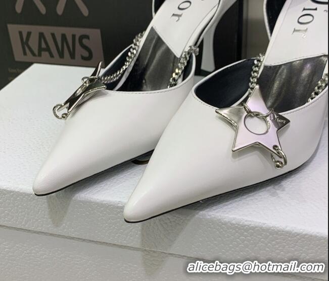 Sophisticated Dior Star Chain Pumps 8.5cm White 2120221