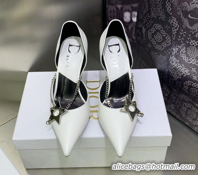 Sophisticated Dior Star Chain Pumps 8.5cm White 2120221