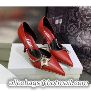 Hot Style Dior Star Chain Pumps 8.5cm Red 2120223