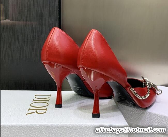 Hot Style Dior Star Chain Pumps 8.5cm Red 2120223