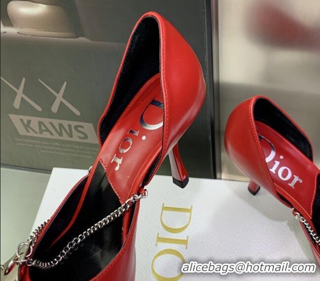 Hot Style Dior Star Chain Pumps 8.5cm Red 2120223