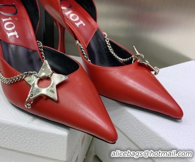 Hot Style Dior Star Chain Pumps 8.5cm Red 2120223