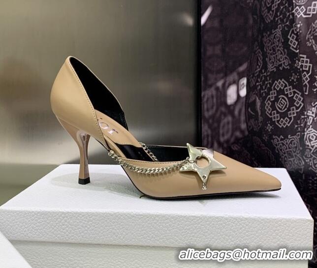 Duplicate Dior Star Chain Pumps 8.5cm Beige 2120224