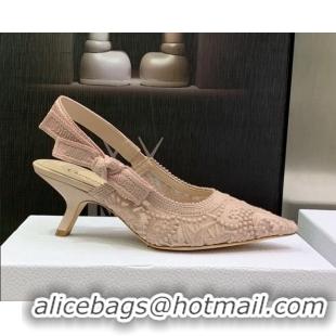 Lowest Price Dior J'Adior Slingback Pumps 6.5cm in Nude Macrame Embroidered Cotton 122318