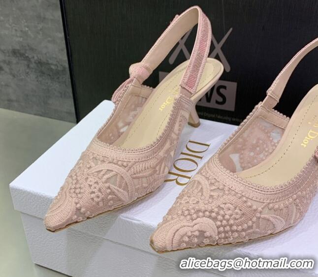 Lowest Price Dior J'Adior Slingback Pumps 6.5cm in Nude Macrame Embroidered Cotton 122318