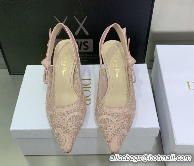 Lowest Price Dior J'Adior Slingback Pumps 6.5cm in Nude Macrame Embroidered Cotton 122318