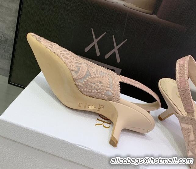 Lowest Price Dior J'Adior Slingback Pumps 6.5cm in Nude Macrame Embroidered Cotton 122318