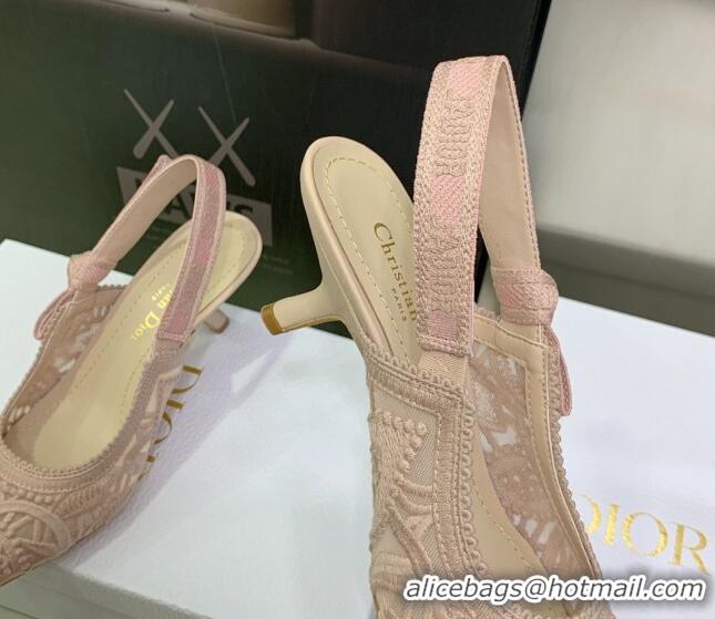 Lowest Price Dior J'Adior Slingback Pumps 6.5cm in Nude Macrame Embroidered Cotton 122318