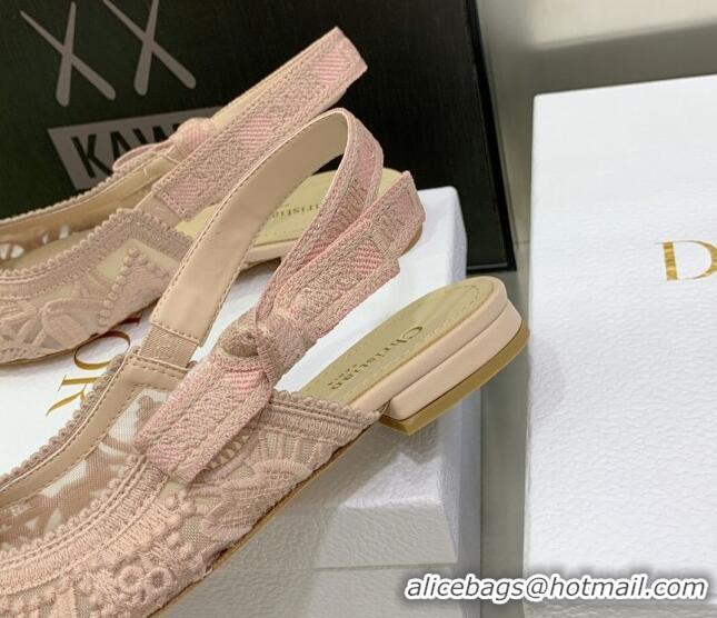 Best Price Dior J'Adior Slingback Ballerina Flat in Nude Macrame Embroidered Cotton 122319