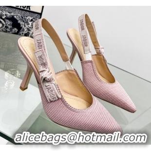 Popular Style Dior J'Adior Slingback Pumps 9.5cm in Pink Embroidered Cotton 122321