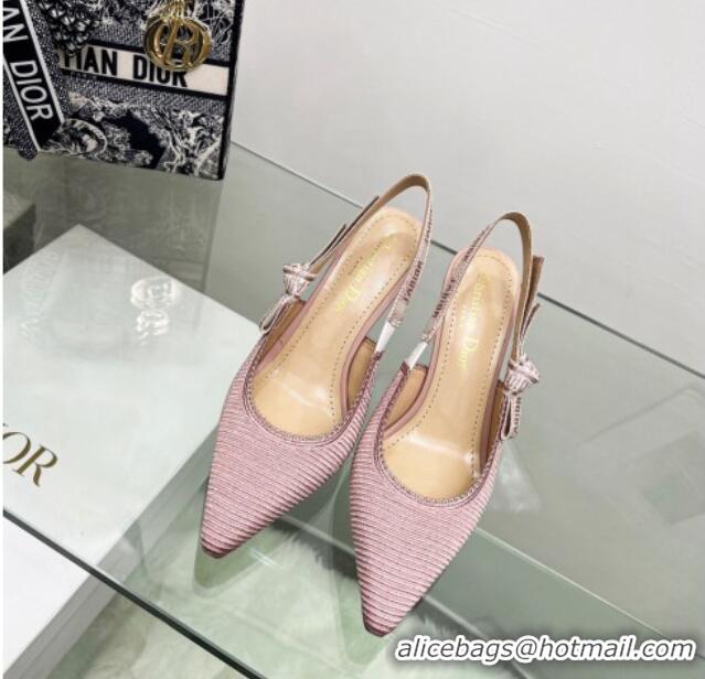 Popular Style Dior J'Adior Slingback Pumps 9.5cm in Pink Embroidered Cotton 122321