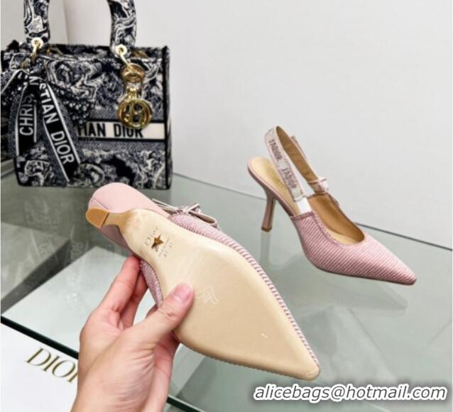 Popular Style Dior J'Adior Slingback Pumps 9.5cm in Pink Embroidered Cotton 122321