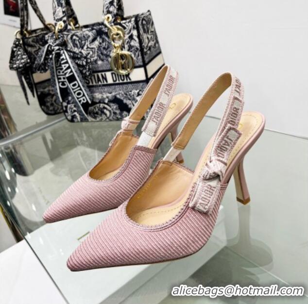 Popular Style Dior J'Adior Slingback Pumps 9.5cm in Pink Embroidered Cotton 122321