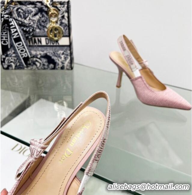 Popular Style Dior J'Adior Slingback Pumps 9.5cm in Pink Embroidered Cotton 122321