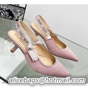 Luxury Cheap Dior J'Adior Slingback Pumps 6.5cm in Pink Embroidered Cotton 122322