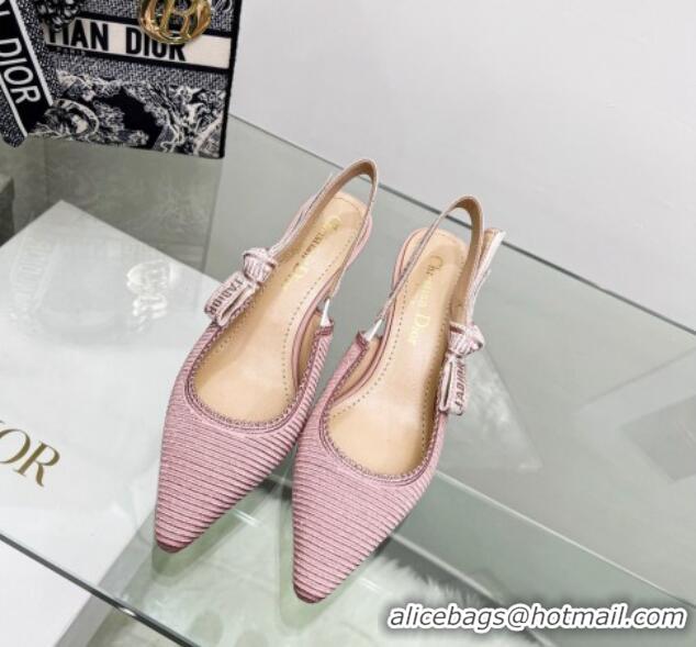 Luxury Cheap Dior J'Adior Slingback Pumps 6.5cm in Pink Embroidered Cotton 122322