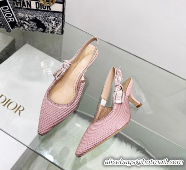 Luxury Cheap Dior J'Adior Slingback Pumps 6.5cm in Pink Embroidered Cotton 122322