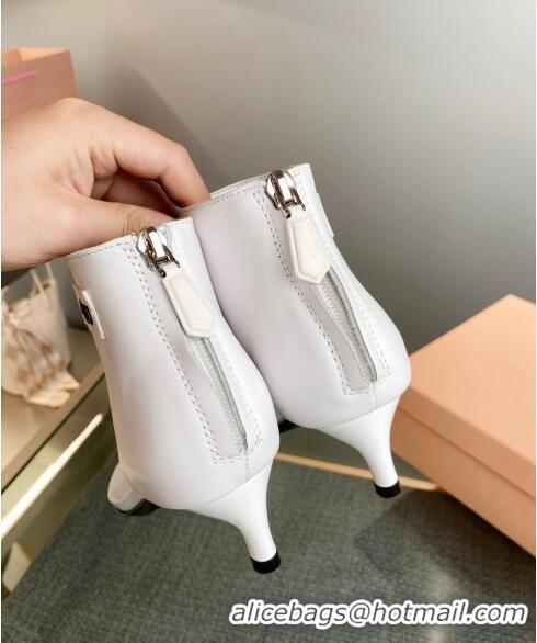 ​Grade Design Miu Miu Leather Ankle Thong boots 4.5cm with Logo Label MM5091 White 2023