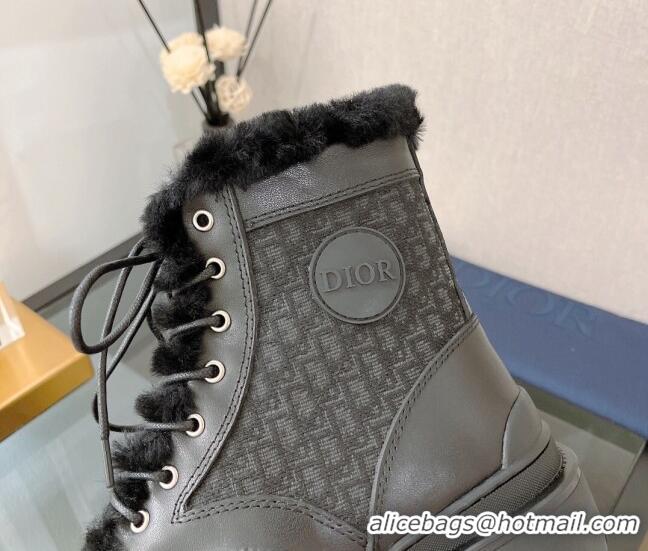 Trendy Design Dior Explorer Lace-up Ankle Boots in Oblique Fabric and Calfskin with Wool Lining Black 122333