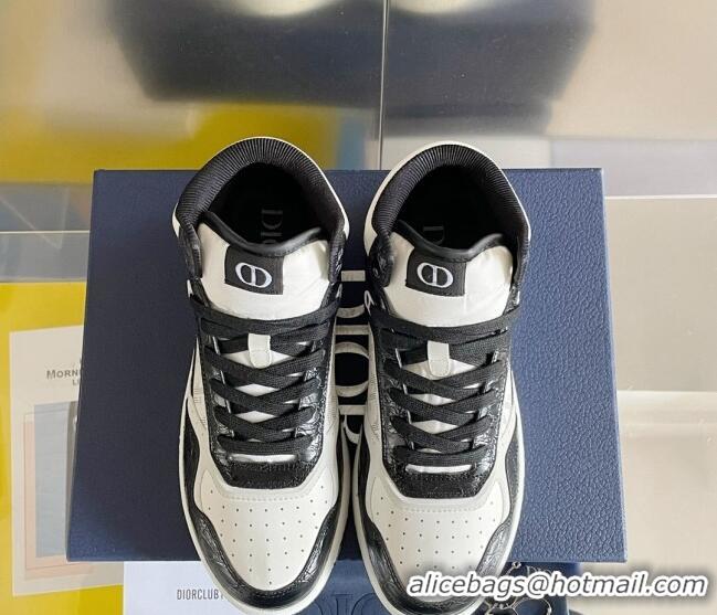 Luxurious Dior B27 High-Top Sneakers in Oblique Galaxy Leather and Calfskin Black/White 2122340