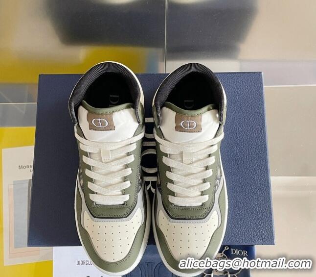 Top Grade Dior B27 High-Top Sneakers in Oblique Galaxy Leather and Calfskin Green 122341