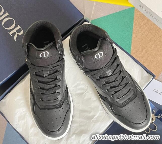 Unique Style Dior B27 High-Top Sneakers in Oblique Galaxy Leather and Calfskin Black/Grey 122342